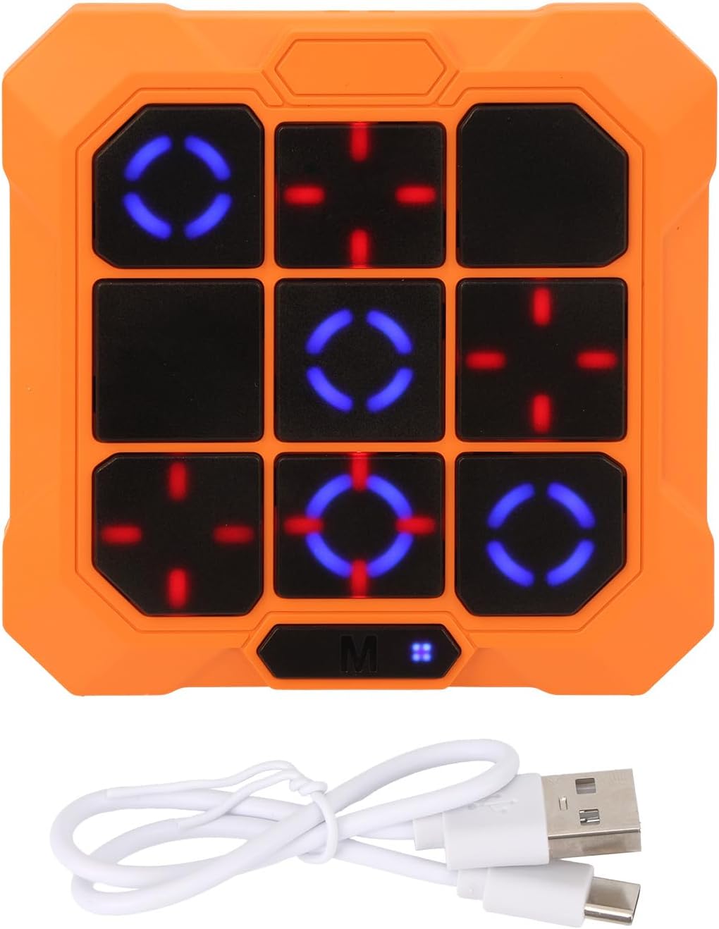 Electronic Tic Tac Toe Game, 6-in-1 Portable Travel Board Noughts and Crosses Games Handheld Electric Puzzle Game Console for Kids Adults Tic Tac Toe Games for Educational & Memory Growth (Orange)
