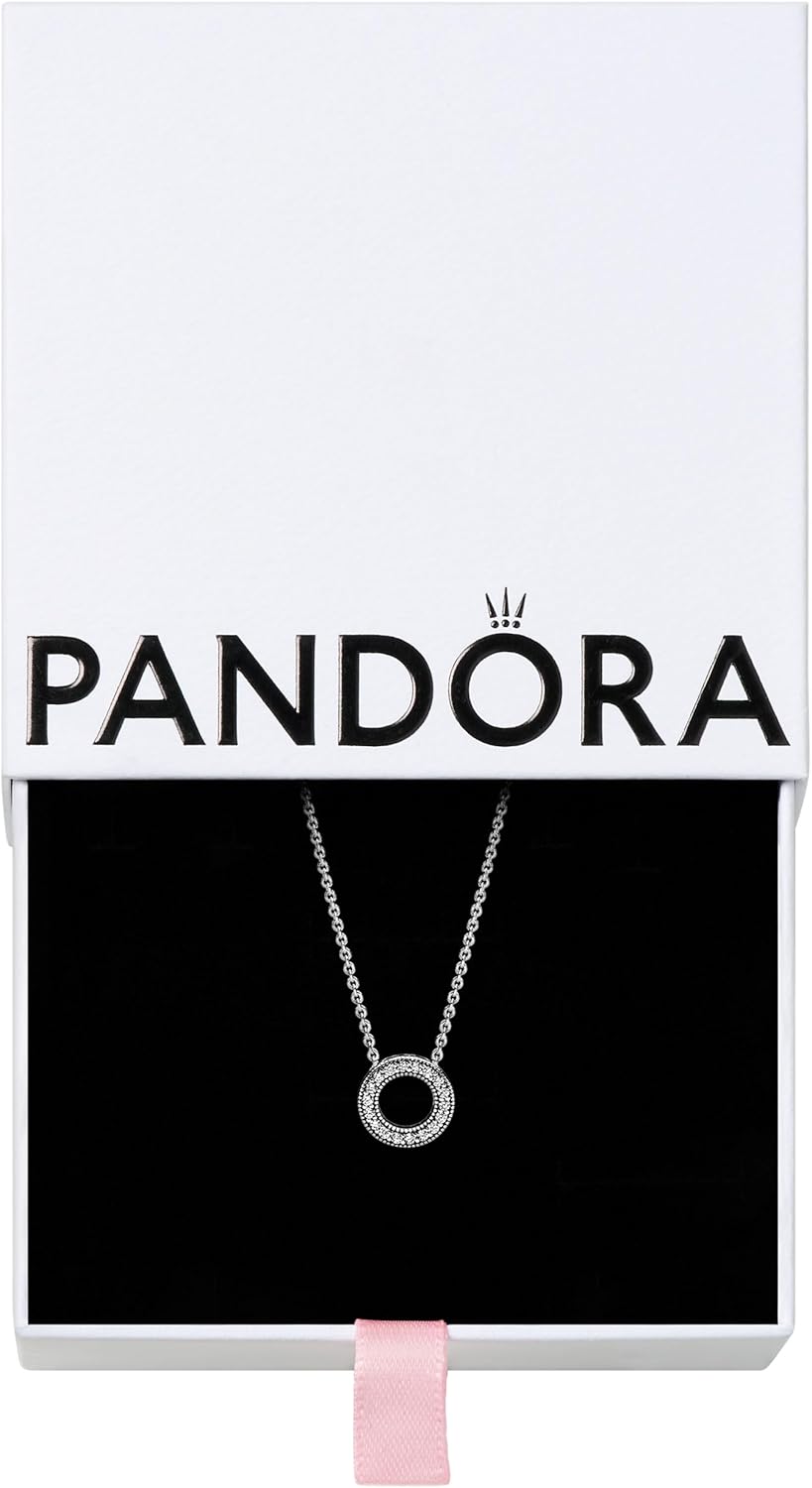 PANDORA Hearts of PANDORA - Gift for Her - Cubic Zirconia Necklace in Sterling Silver - With Gift Box - 17.7"