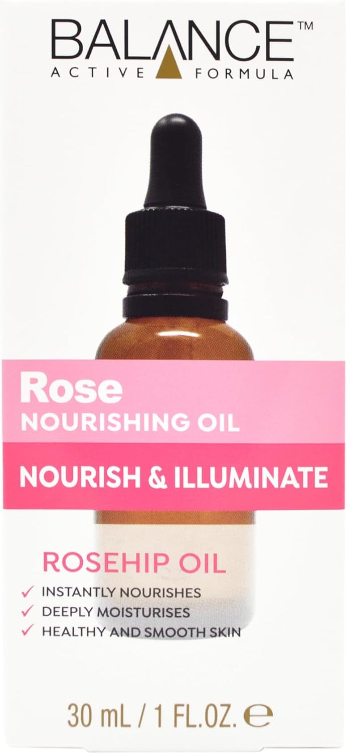 Balance Active Formula Rose Nourishing Oil, 30ml | Infused with Rosehip Oil | Deeply Moisturises & Strengthens Skin Barrier | Fast-Absorbing, Radiance-Boosting Formula