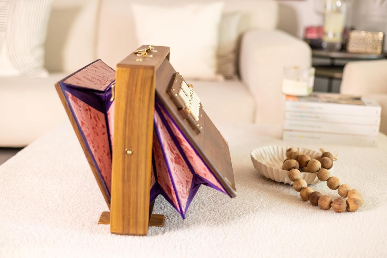 HomeAdri Shruti Box Musical Instrument, Solid Teak Wood Surpeti with Long Sustain, Golden Brass Fittings, Shruti Box For Yoga Music With With Bag (Size: 16x3.5x12.5 Inches)