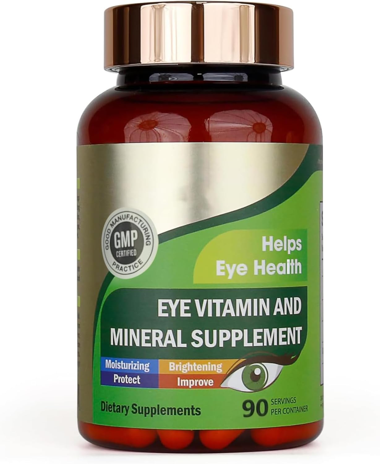 Eye Vitamin & Mineral Supplement with Lutein, Zeaxanthin, Supports Eye Strain, Vision Health for Adults with Vitamins C & E, Vegan Eye Vitamins Supplement, N2 (1)