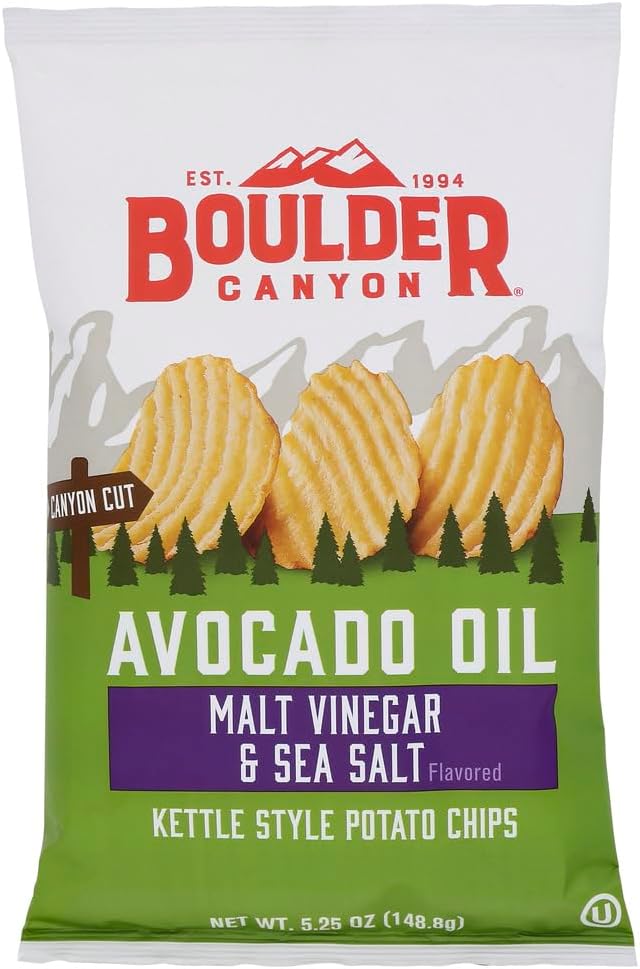 Boulder Canyon Authentic Foods Avocado Oil Canyon Cut? Kettle Cooked Potato Chips Malt Vinegar & Sea Salt - 5.25 oz - 2 pc