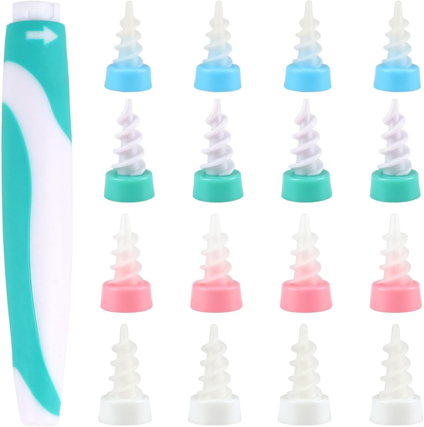 16Pcs Spiral Soft Silicone Ear Wax Removal Tool, Ear Wax Removal Kit, Ear Wax Cleaner, Reusable for Adults and Children, Portable Ear Cleaning Tool for Safe, Soft Silicone Easy Wax Removal