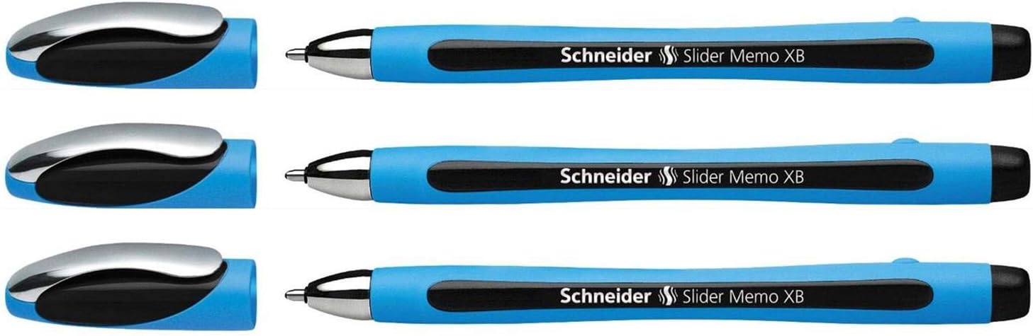Schneider Slider XB Ballpoint Pens Set of 3 Large Paste Rubber Comfort Black
