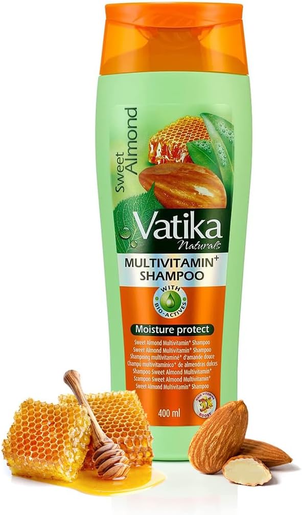 Vatika Naturals Multivitamin Enriched Almond Shampoo - 400 ml, To Protect Hair Moisture, Goodness Of Sweet Almond & Yoghurt, For Hair Nourishment & Conditioning