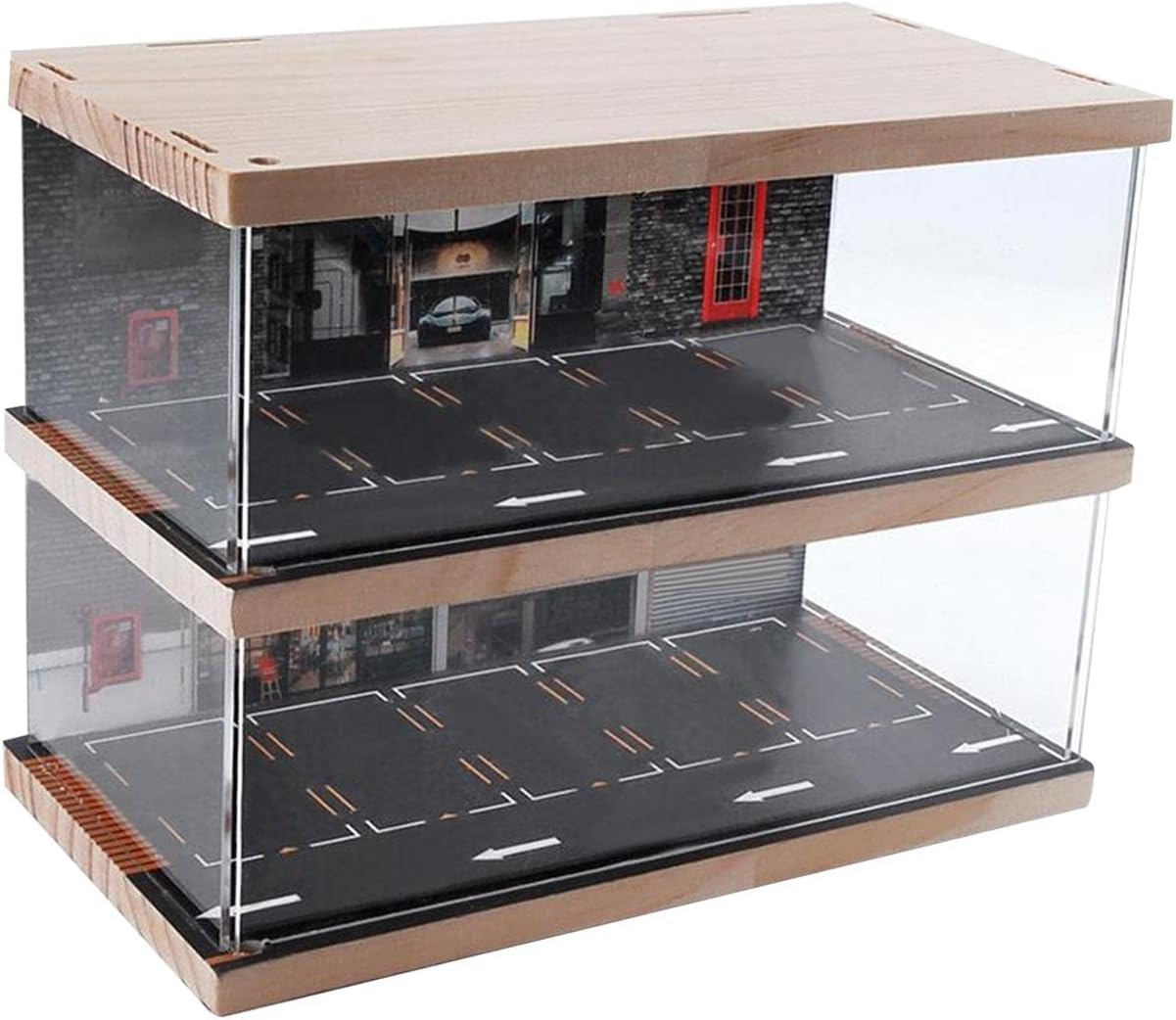 Baoblaze 1:64 Scale Parking Lot Display Case Mini Model Car Storage Boxes Dustproof Diecast Car Garage Protective Organizer Vehicle Scene Toy Layout