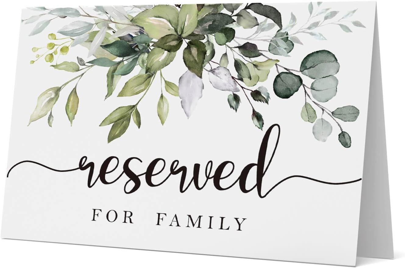 KORTTITALO 10 Rustic Leaf Reserved Sign - Wedding & Party Table Tent