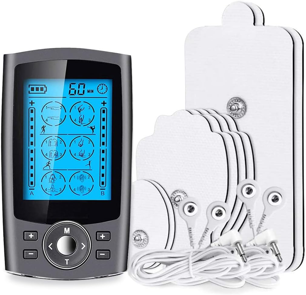 Dual Channel Tens Machine Pain Relief Machine Full Body Acupuncture Massage with 24 Massage Modes for Relieving Back Neck Stress Sciatic Pain