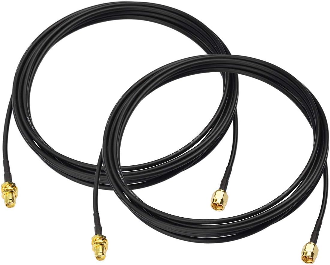 Bingfu SMA Cable Extension Antenna 4G 3m SMA Male to Female Right Angle RG174 for Mobile Cellular Receiver Router Gateway Modem 4G LTE Amateur Radio SDR, Pack of 2
