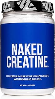 Naked Pure Micronized Creatine Monohydrate - 100 Servings - 500 Grams, 1.1Lb Bulk, Vegan, Non-GMO, Gluten Free, Soy Free. Aid Strength Gains, No Artificial Ingredients Creatine