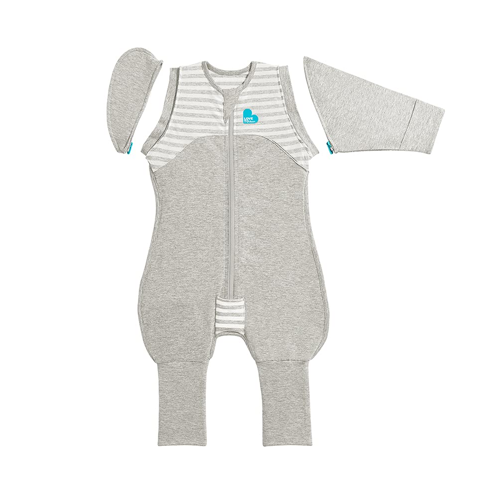 Love to Dream Swaddle UP Transition Suit, Gray, Medium, 13-19 lbs, Patented Zip-Off Wings and Unique Self-Soothing Sleeves, Safely Transition from Swaddled to Arms-Free Before Rolling Over