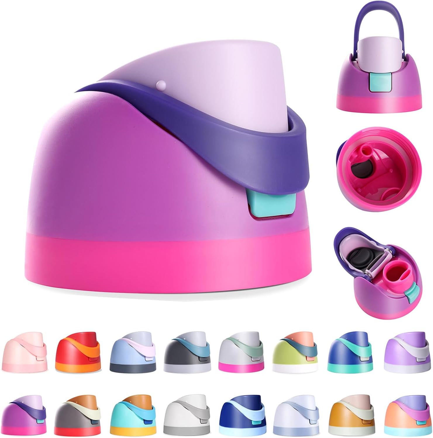 Ruzkq Replacement Lid for Owala Freesip, Compatible with Owala Cup 16oz 24oz 32oz 40oz, One Button Water Bottle Top Lid Replacement Accessory, Leakproof, BPA-Free (Purple Pink)