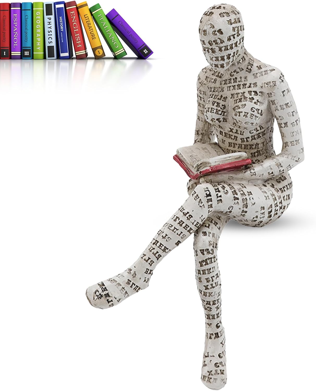 Cyrank Reading Woman Figurine, Bookworm Sculpture Resin Abstract Thinker Sculpture, Resin Abstract Reading Figurine Sculptures Innovative Lady Reading Pulp Molding Thinker Statue Bookshelf Ornament