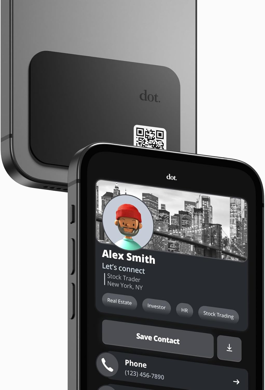 dot. Thin - Digital Business Card - Tap to Share NFC - iPhone & Android (Black)