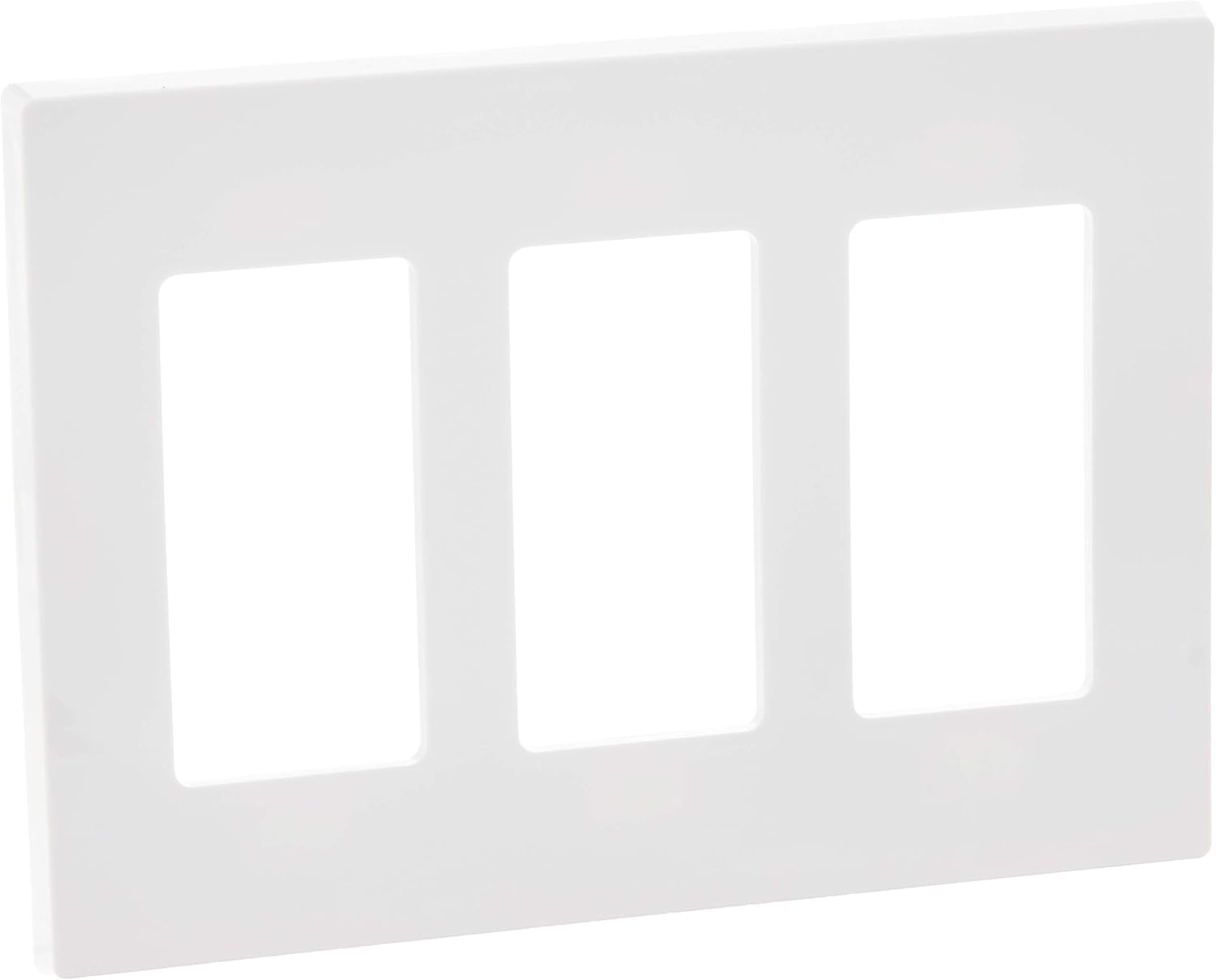 Leviton 80311-SW 3-Gang Decora Plus Wallplate Screwless Snap-On Mount, White by Leviton