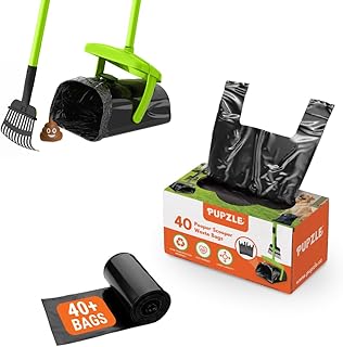 Bags for Pupzle Pooper Scooper, 40 Waste Bags for Dog Poop, Pooper Scooper Bags Refill, Dog Poop Waste Bags for Swivel Bin and Rake