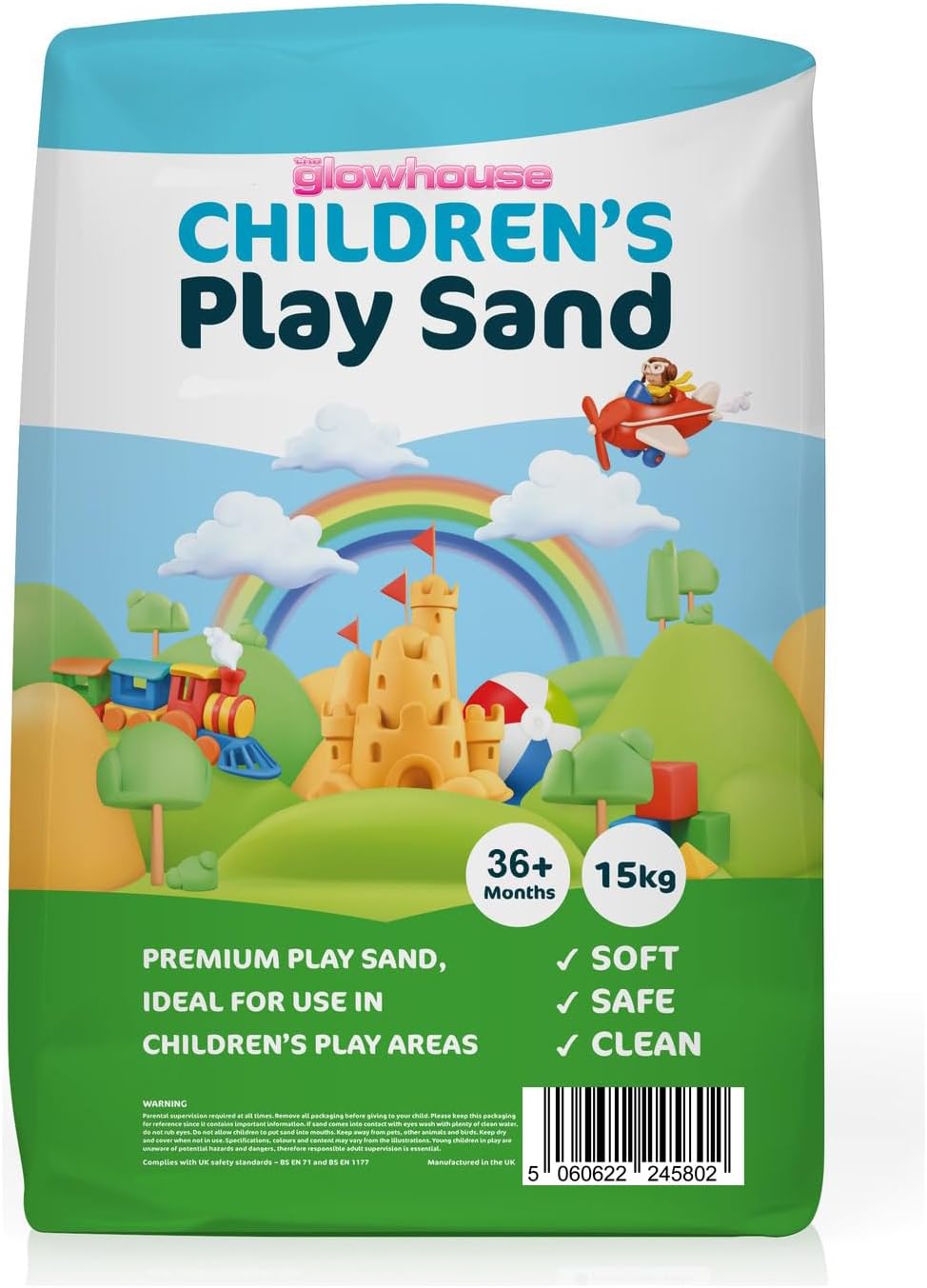 The Glowhouse Childrens Play Sand for Soft Play Kids Non Toxic Play Sand, Sand Bags for Sand Pit and Other Play Areas (Large)