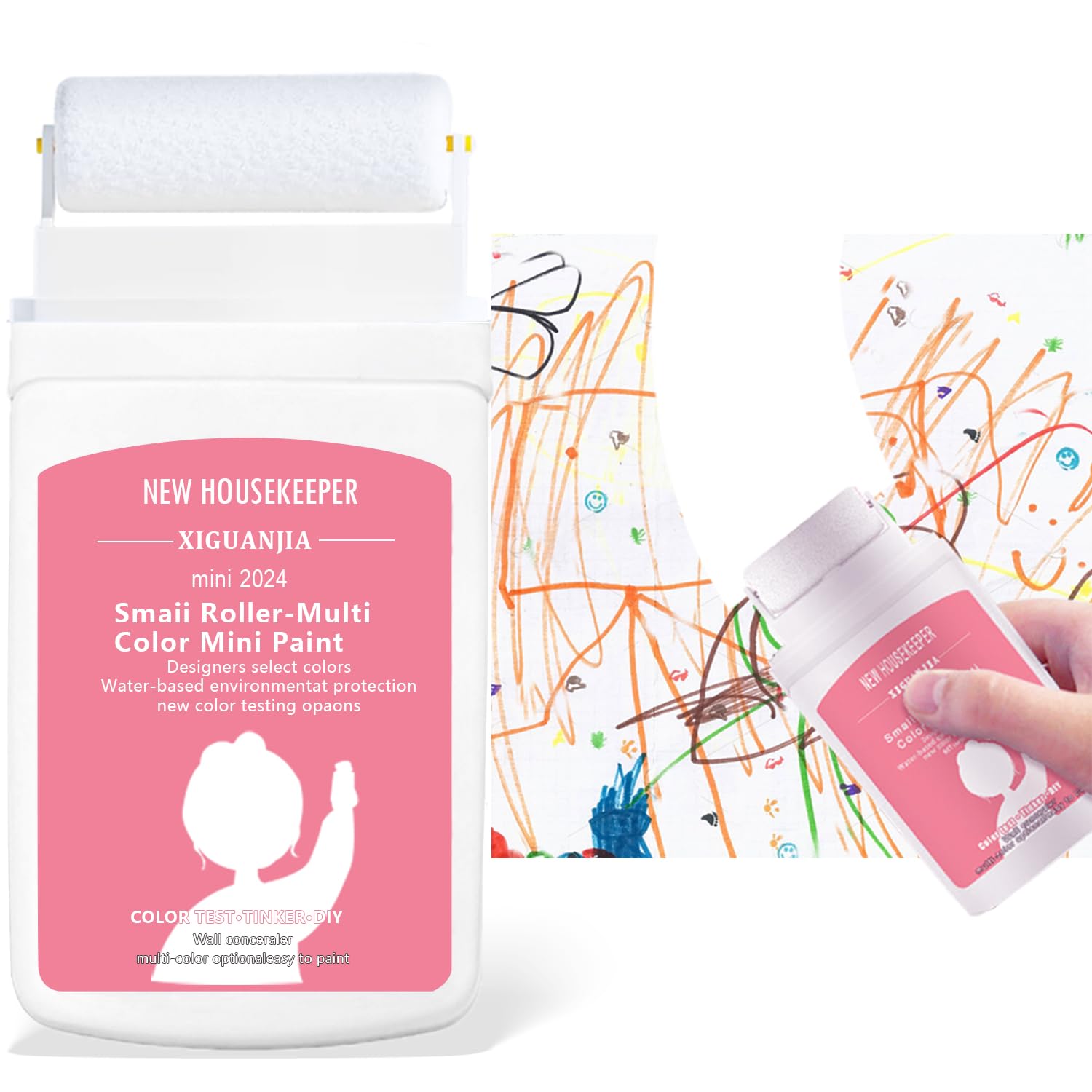 White Paint For Wall,Small Roller Brush Wall Repair Tool,Eco-friendly Latex Paint with Small Roller Brush,Water-Based,Low VOC, Non-Toxic,The best choice for removing wall stains White Paint For Wall(white)