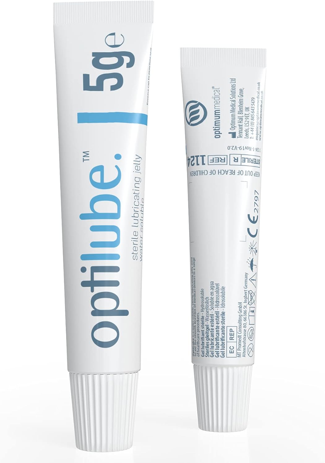 OptiLube Tubes (5g x 48) - Sterile Lubricating Jelly for Insertion of Medical Devices in 5g, 42g, 82g, and 113g Tubes, Water Soluble Lubricant with Easy-to-Use Flip Cap (5g x 48)