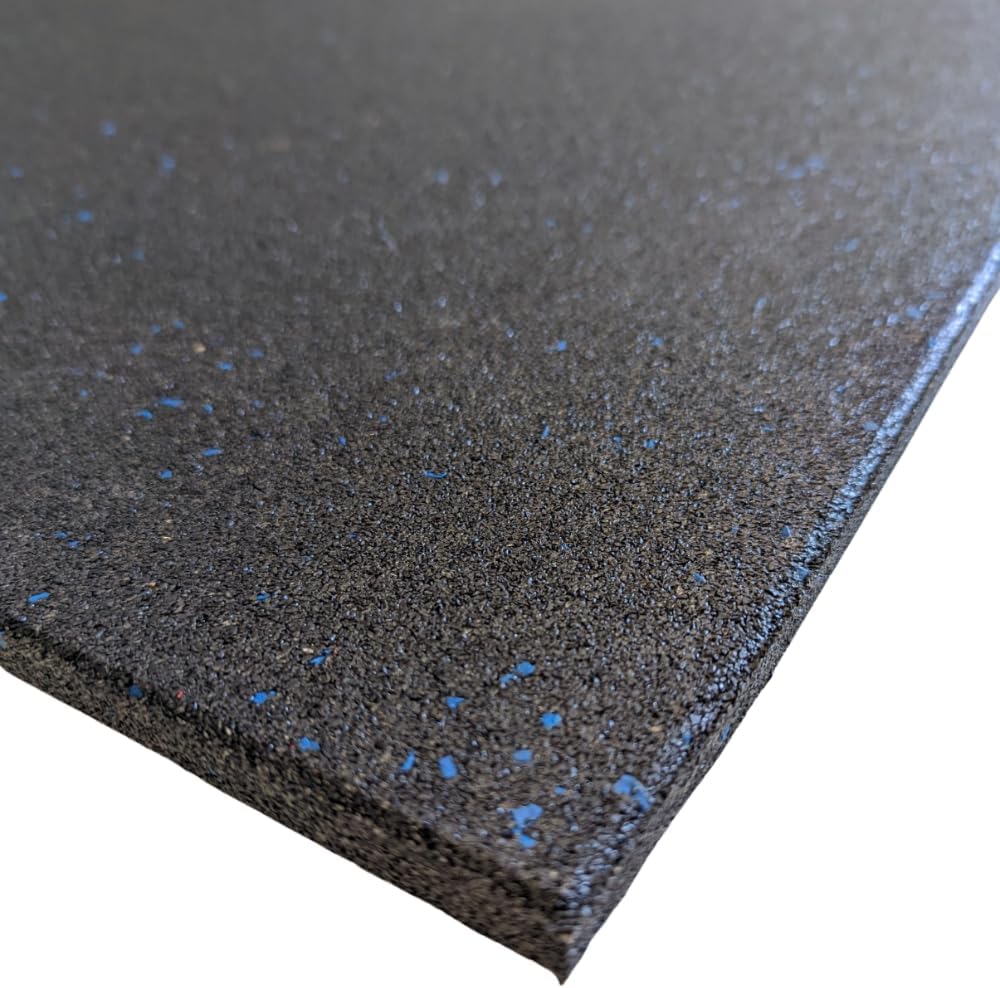 Rubber Crumb Gym Floor Tiles - Commercial Grade Gym Mats - 1m x 1m (Blue Fleck, 15mm Thick)