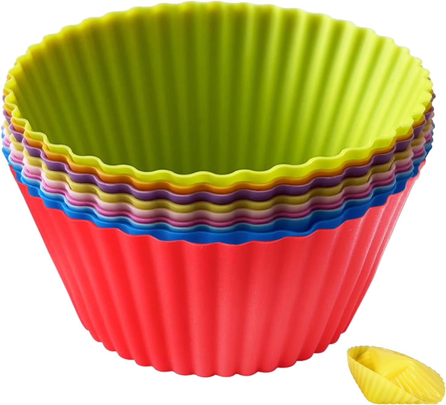 Luoqun88 Silicone Muffin Cupcake Cases, Reusable Non-Stick and Easy Clean Colorful Silicone Cake Cases,7cm Large Cupcake Moulds Baking Cups for Cakes Ice Creams Puddings Jelly(9PCS)