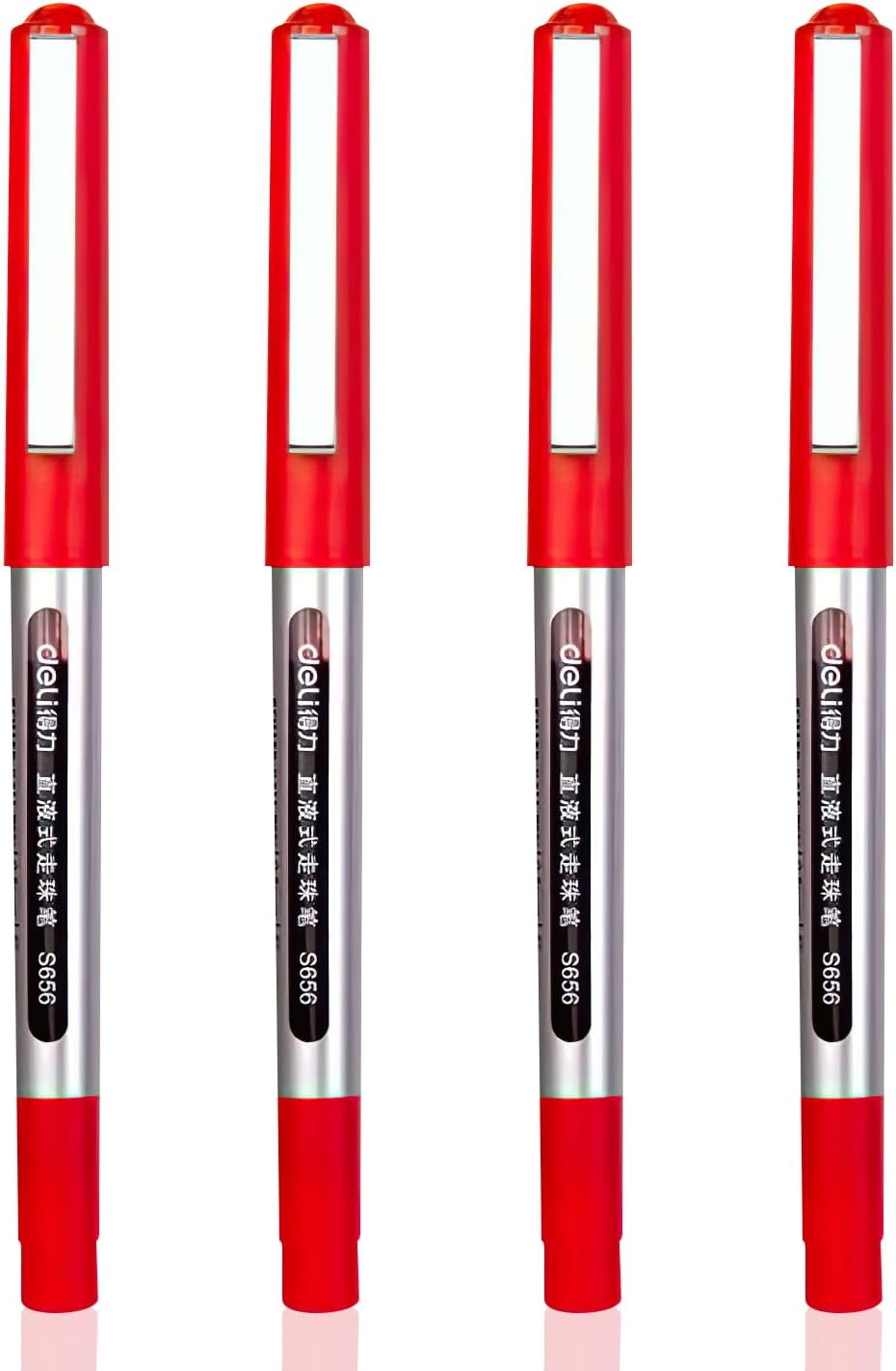 IGEAIIE Red Pens, 4 Pcs Gel Ink Handwriting Pens, 0.5mm Rollerball Writing Pens, Liquid Ink Rollerball Pens, Quick-Drying Pens for School, Office, and Everyday Writing Needs, 10113
