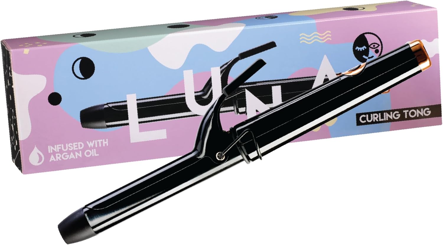 Luna Hair Curler 25mm | Long Barrel Curling Tongs with 5 Precise Heat Setting from 150°C to 230°C | Ceramic Coating Curling Wand with Fast Heat-Up & Auto Shut Off for All Type of Hairs