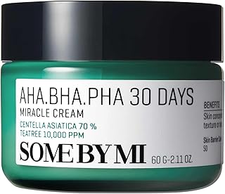 SOME BY MI AHA BHA PHA 30 Days Miracle Cream - 2.02Oz, 60ml - Mild Exfoliating Korean Moisturizer for Skin Calming and Soothing - Daily Blackhead Removing Pore Minimizer for Face - Korean Skin Care