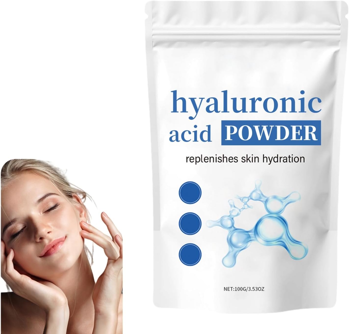 Acid Hyaluronic Powder,Water Soluble Hydrating Ingredient for Skin Moisture,Water-Soluble Firming Facial Serums Cosmetics,Micro Ingredients Hyaluronic Acid Powder, Skin Moisturising Support