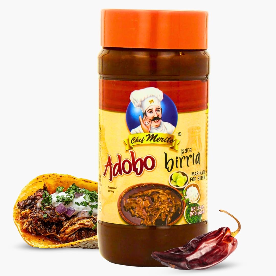 Chef Merito® Birria Marinade | Authentic Mexican Flavor | 14-15 Uses | Add Water or Broth | Mild Heat | Perfect for Birria Tacos & Stews | Made in USA | Trusted Since 1985 |