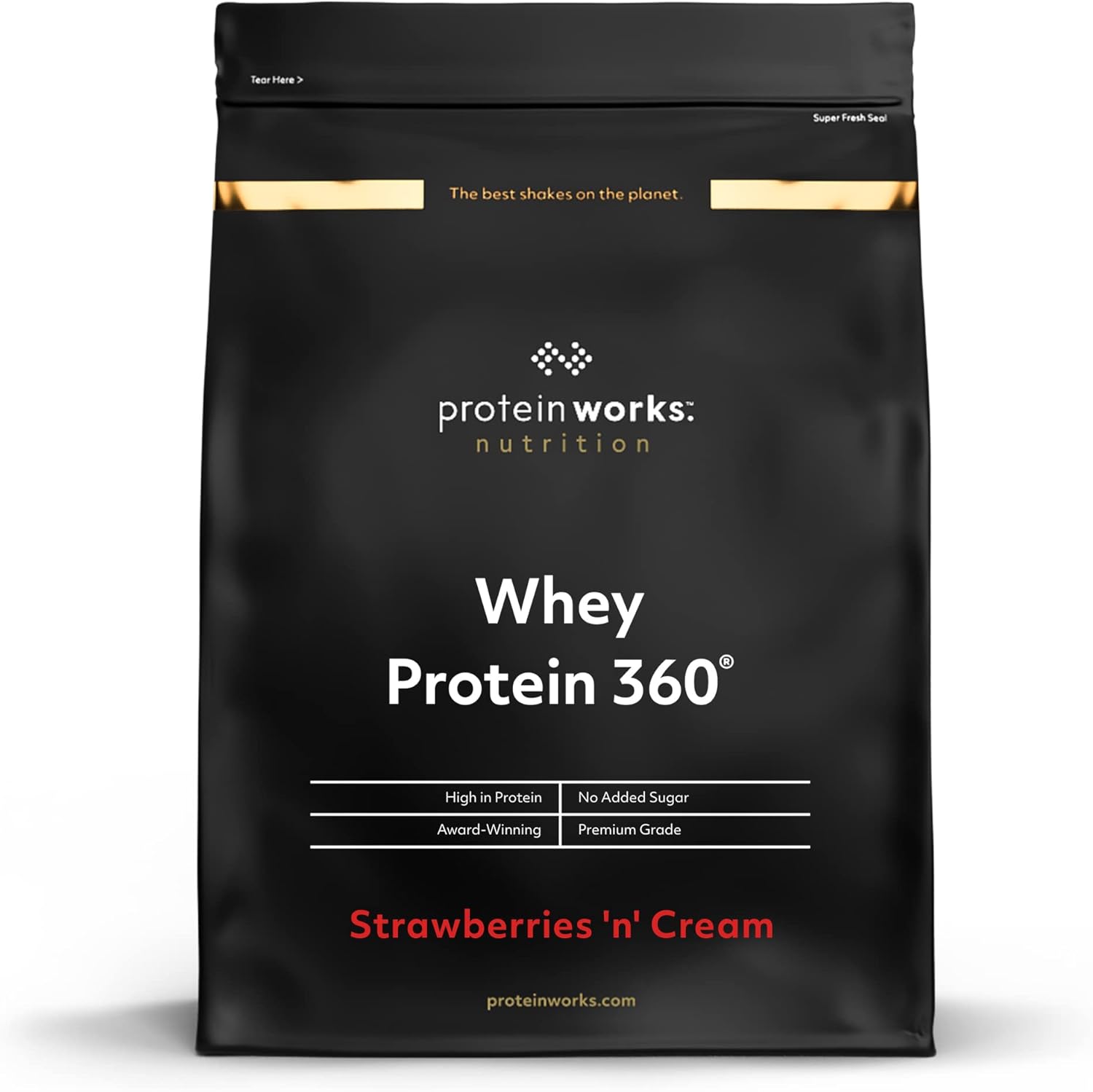 Protein Works - Whey Protein 360 | Premium Whey Shake | Whey Protein Powder Blend | No Added Sugar Protein Shake | 20 Servings | Strawberries 'n' Cream | 600g