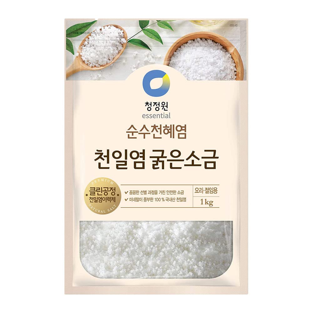 Chung Jung One Korean Premium Natural Coarse Sea Salt for Kimchi Brining, the Jewel of Sinan Island, 1kg, (2.2lbs) 1 Pack