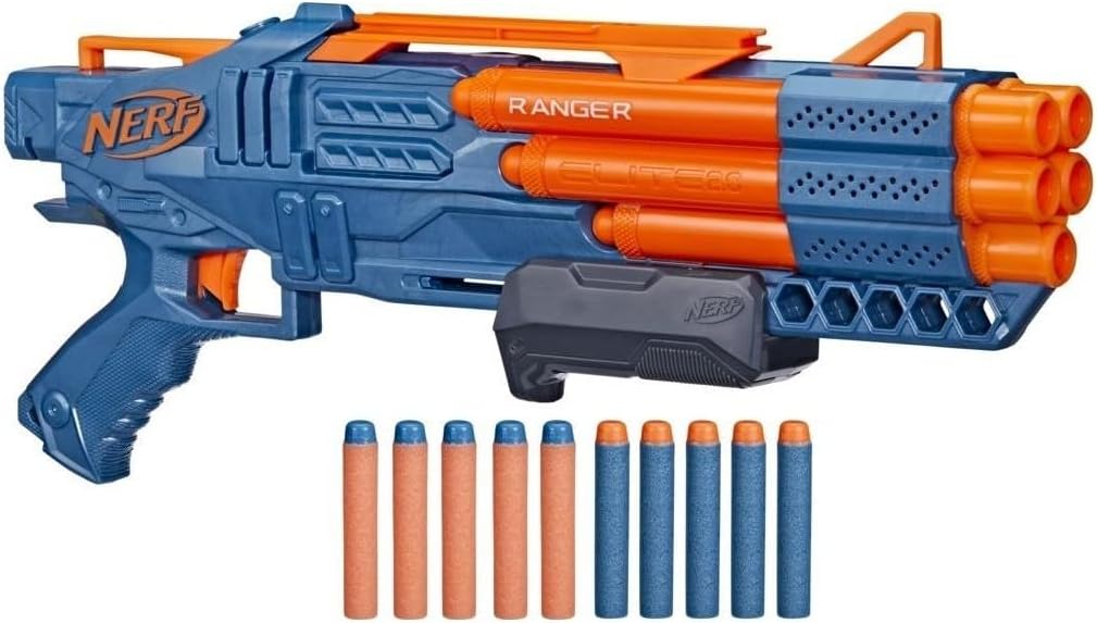 Nerf Elite 2.0 Ranger PD-5 Blaster, 5-Barrel Blasting, 10 Nerf Elite Darts, Easy To Use, Dart Storage, Pump Action
