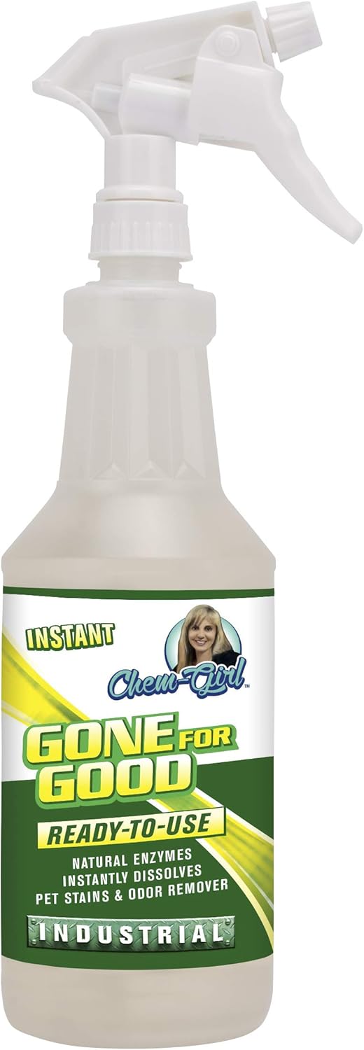 Chem-Girl - Gone for Good - Professional Odor, Stain, Urine Remover - Good for Dog & Cat Spot Cleaning, Carpets, Rug, Pet Beds, Other Household Uses - All Natural, Pet & Family Safe - 1 Quart