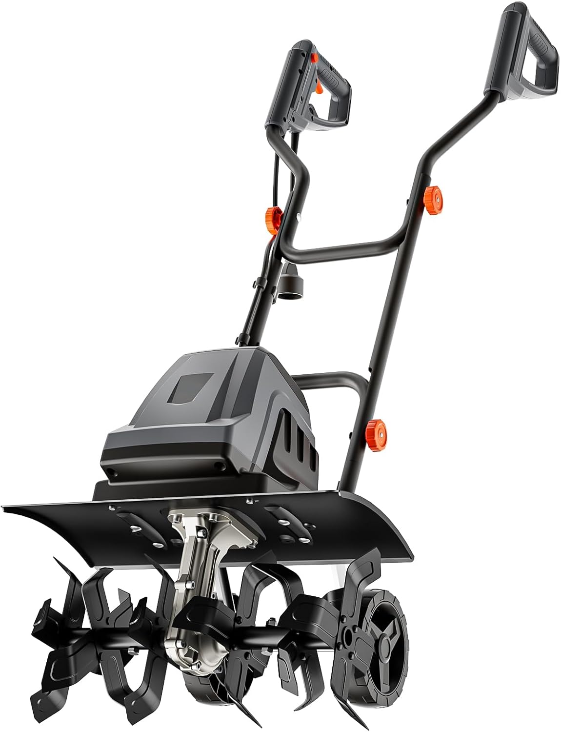 15 Amp Electric Tiller Cultivator for Gardening, 18-Inch Width 9-Inch Depth Corded Powerful Roto Tiller w/24 Steel Tines, Foldable Handle, Adjustable Wheels, Safety Switch for Garden Lawn Yard