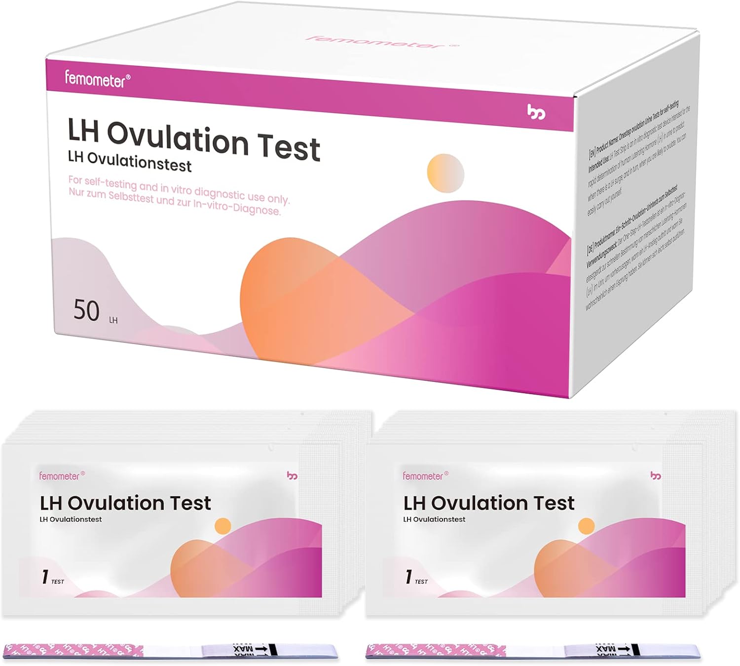 Femometer Ovulation Test Strips, 50 LH Strips for Women Over 99% Accurate & Easy to Use