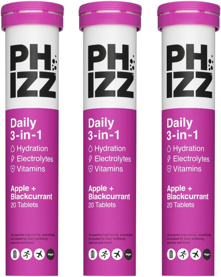 Phizz Electrolytes, Multivitamin & Hydration Tablets - 60 Effervescent Rehydration Electrolyte Tablets - 18 Vitamins & Minerals, Vitamin C, Vegan, Vegetarian & Low Calorie