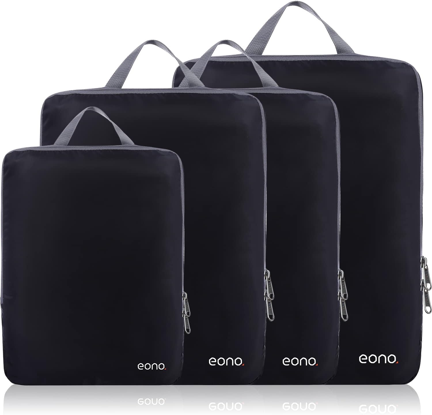 Eono 3/4/6 Set Compression Packing Cubes, Luggage Organiser Set, Travel Cubes, Extensible Organizer Bags for Travel Suitcase Organization