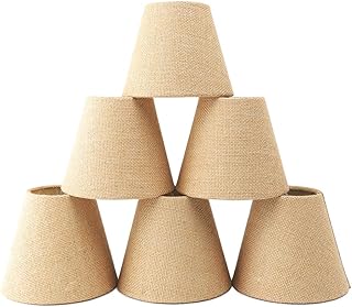 Small Lamp Shade Set of 6 Chandelier Shades 3" X 6" X 5" Burlap Lampshade Clip On Bulb Farmhouse Chandelier Shade