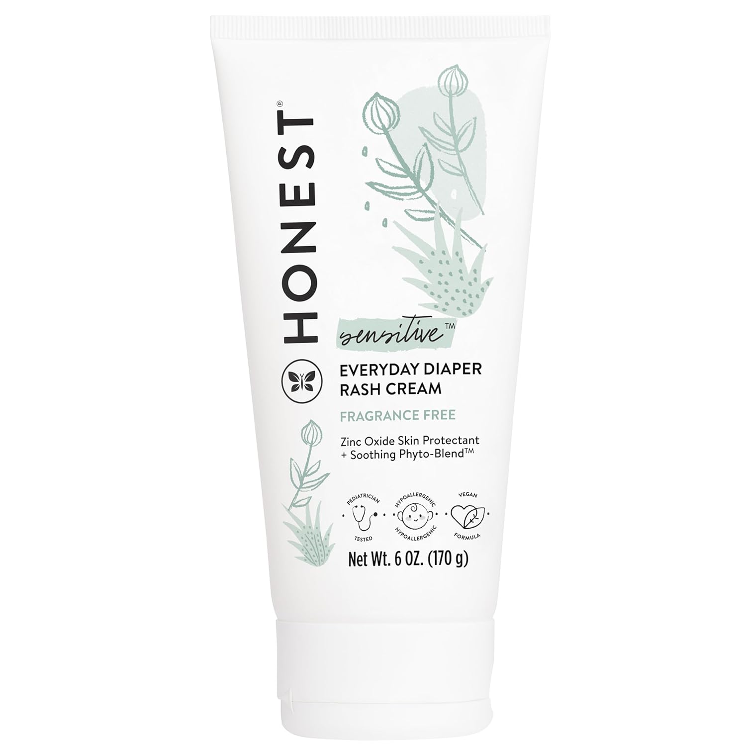 The Honest Company Hypoallergenic Diaper Rash Cream | Moisturizing + Calming Zinc Oxide Ointment | NEA Recognized, Cruelty Free | Value Size, 6 oz