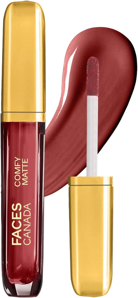 FACESCANADA Comfy Matte Liquid Lipstick - Note To Self 07 (Brown), 3.8 Ml Comfortable 10Hr Longstay Intense Matte Color Almond Oil & Vitamin E Infused Super Smooth No Dryness No Alcohol