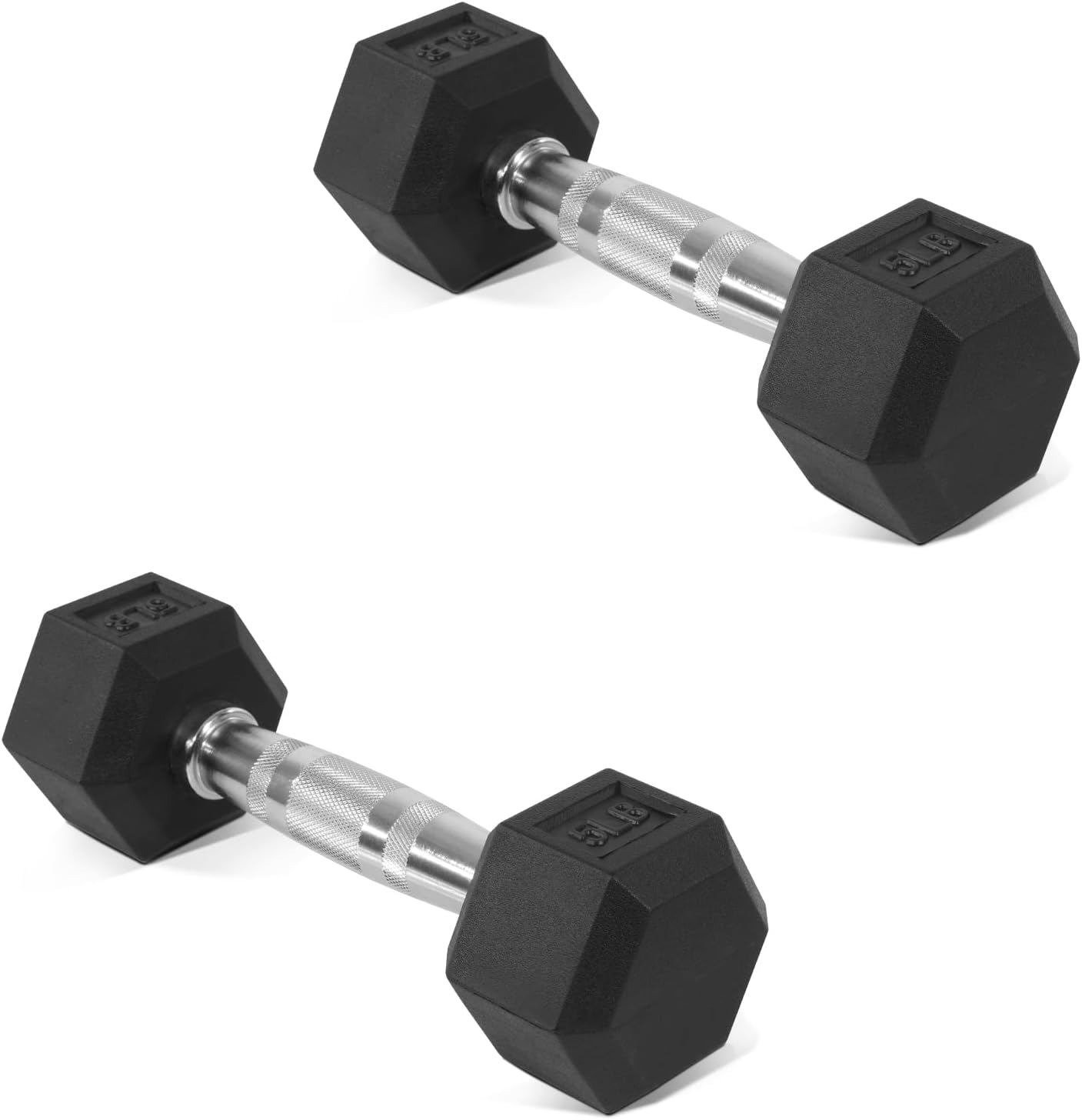 Hex Dumbbells Rubber Coated Hand Weights Pairs for Exercises and Fitness, 5 LB Pair