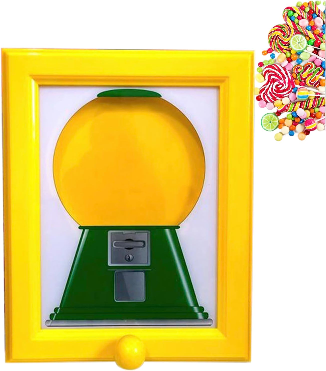 Wall Mounted Gumball Machine, Picture Frame Sweet Dispenser Machine, Candy Dispenser Photo Frame, Kids Bubblegum Vending Machines Toy, Cute Home Ornaments, for Kitchen Pantry Shelf Desktop