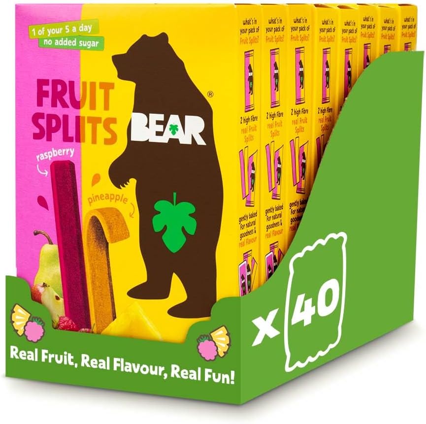 Bear Fruit Splits Multipack - Pineapple & Raspberry 5x20g (Pack 8)