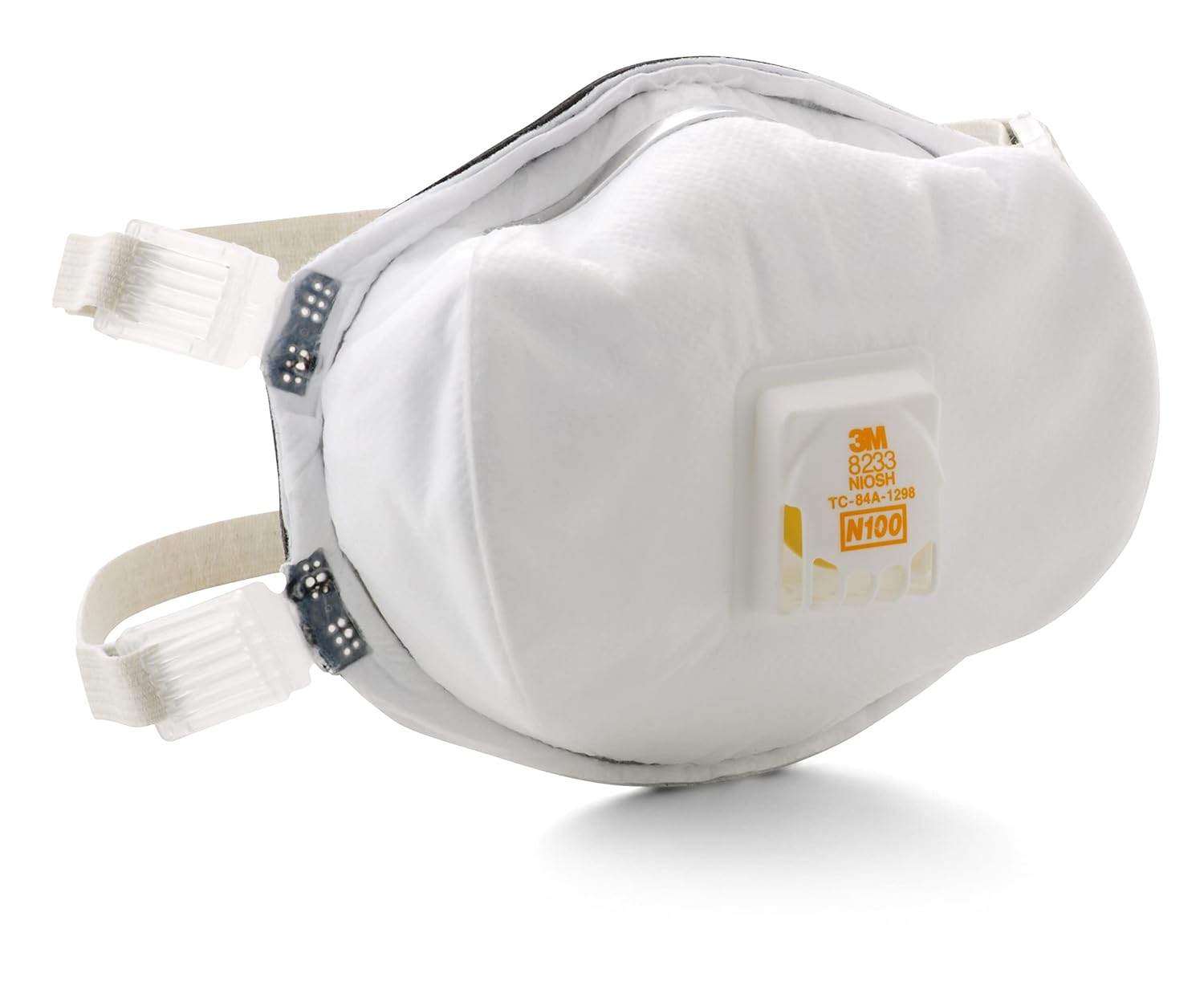 3M Personal Protective Equipment Particulate Disposable Respirator 8233, NIOSH APPROVED, Exhalation Valve, N100, Certain Non-Oil Based Particles (1 Piece)