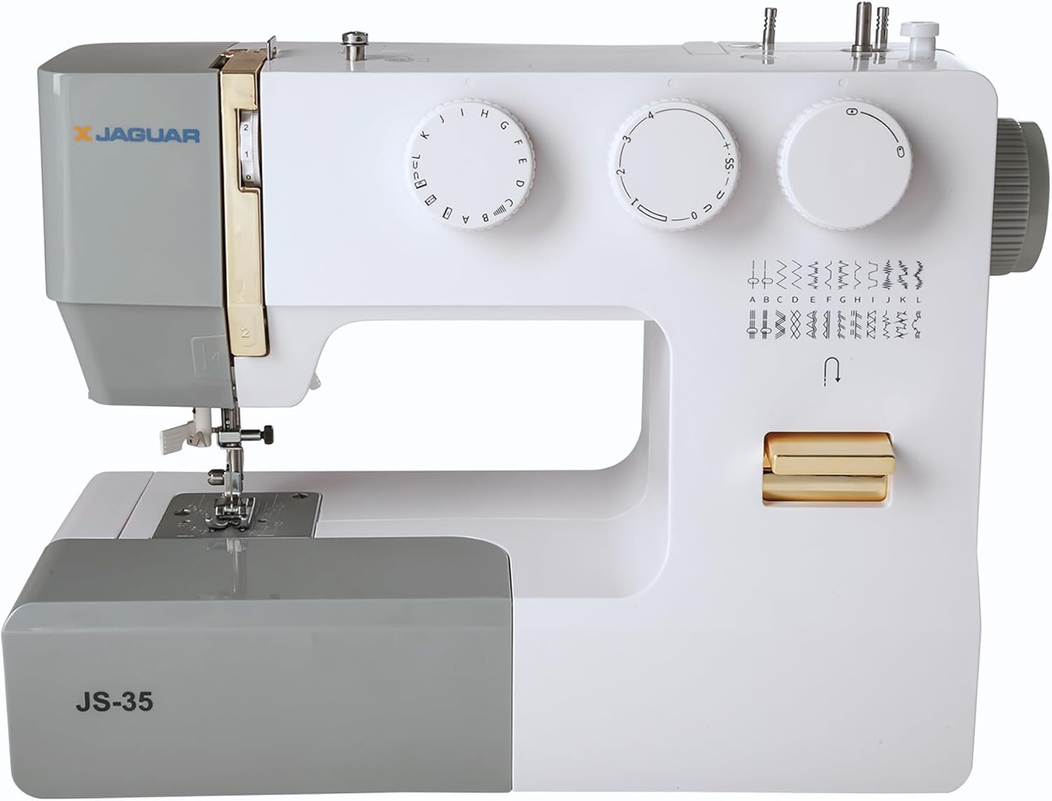 Jaguar JS-35 Sewing Machine – Precision & Power! 3-Dial Control, 24 Stitches, Heavy-Duty Servo Motor, Extension Table, and Accessories for Versatile Sewing Projects and Skill Levels!