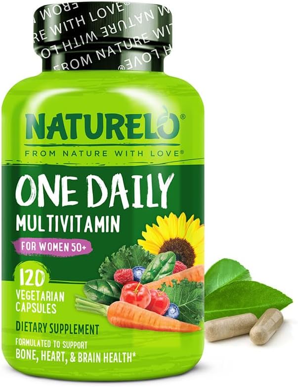 NATURELO One Daily Multivitamin for Women 50+ (Iron Free) - Menopause Support for Women Over 50 - Whole Food Supplement - Non-GMO - No Soy - 120 Capsules - 4 Month Supply