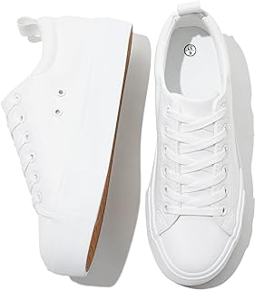 SERNIAL Womens White Platform Sneakers PU Leather Platform Shoes Walking Shoes for Women