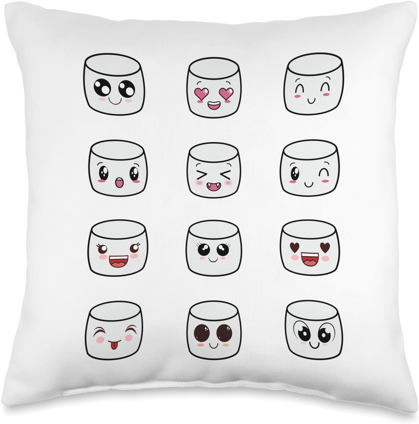 Kawaii Marshmallow Love Campfire Smores Toasted Marshmallows Throw Pillow