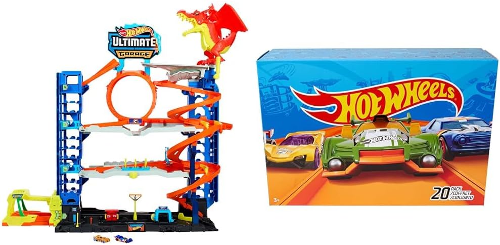 Hot Wheels 20-Pack (Styles May Vary) + Hot Wheels Ultimate Garage